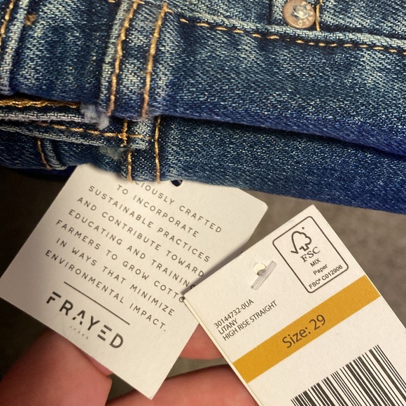 NWT [Frayed] High Rise Distressed Straight Leg Denim Jeans Women’s Size 29 - Picture 5 of 8